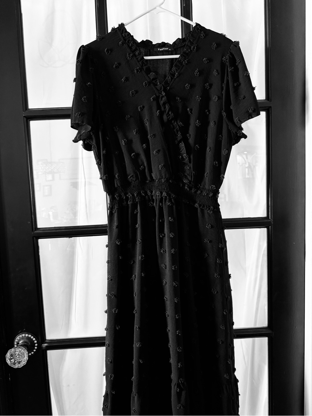 Black Textured Wrap Dress - Women